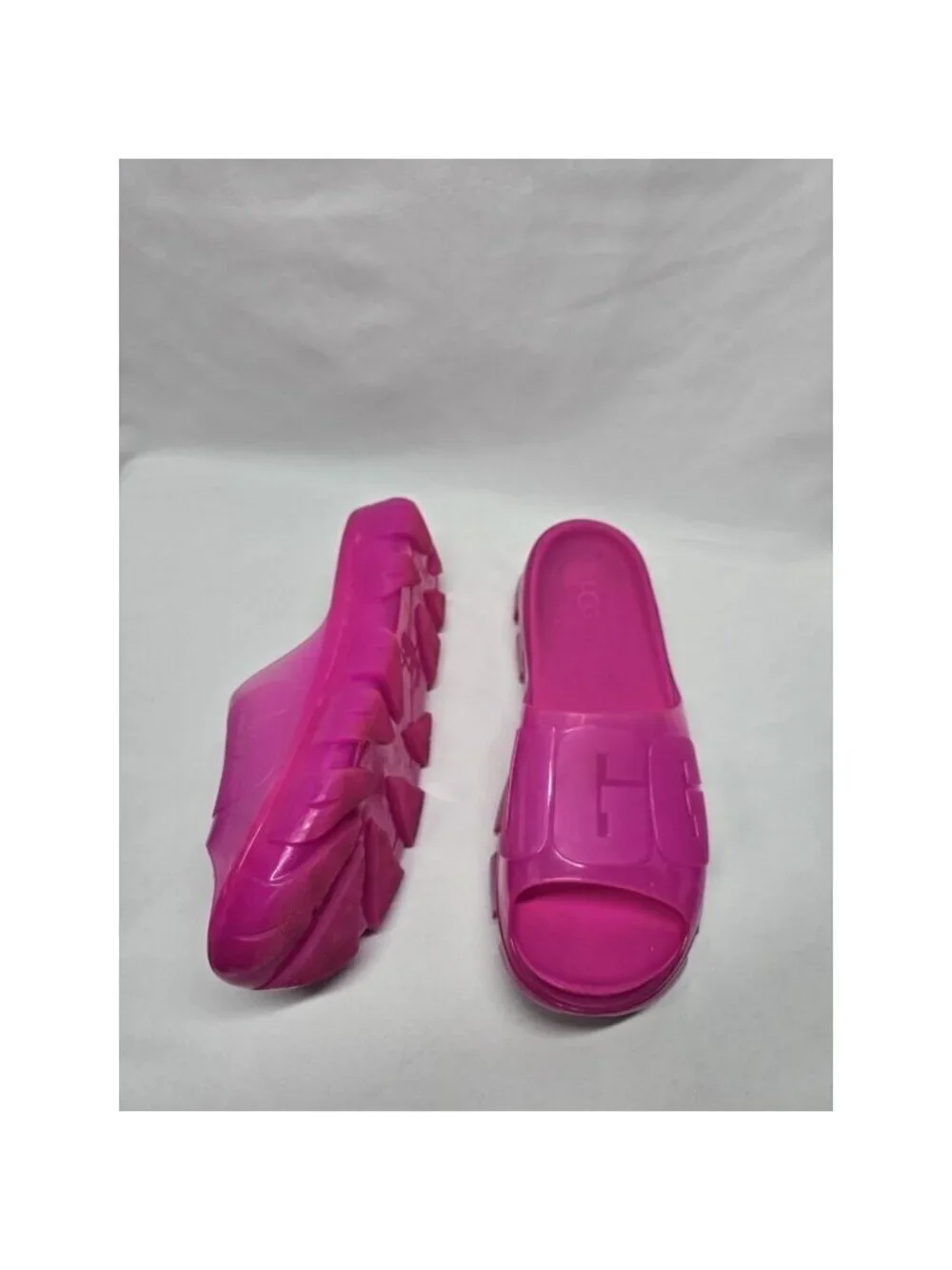 UGG Women’s Jelly Clear Slides Dragon Fruit/Hot Pink Platform Sandals Size 10